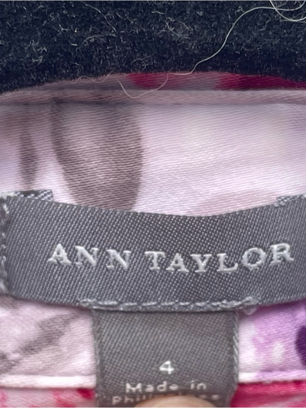 Ann Taylor Lavender Floral Button-Down Career Shirt with Pink & Purple Roses, 4 - Picture 5 of 7
